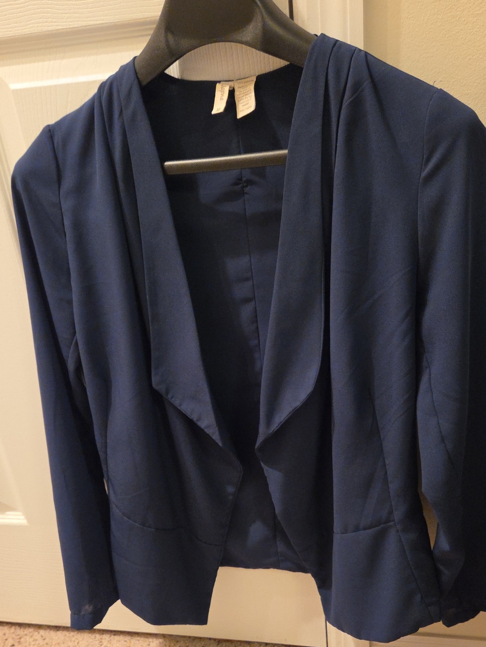 Japna Navy Draped Open-Front Blazer Women's Jacket Lightweight Fabric Medium-New